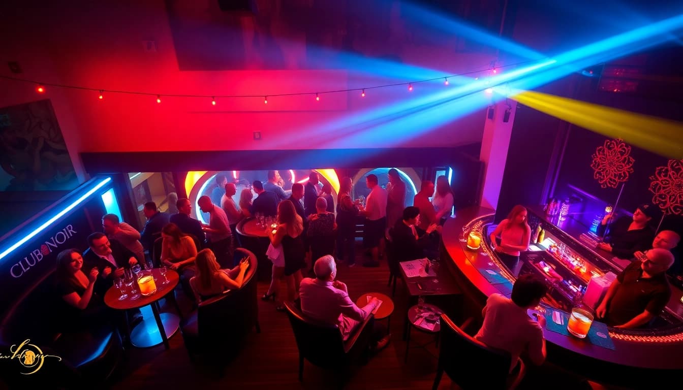Experience the vibrant nightlife at Club Noir, the top Night club sxm, with lively dancers and cocktails.