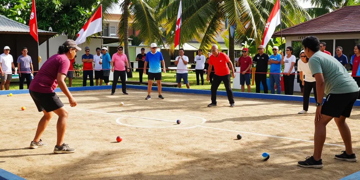 Exciting petanque match at fopikotapalopo.org with players competing, showcasing vibrant community spirit.