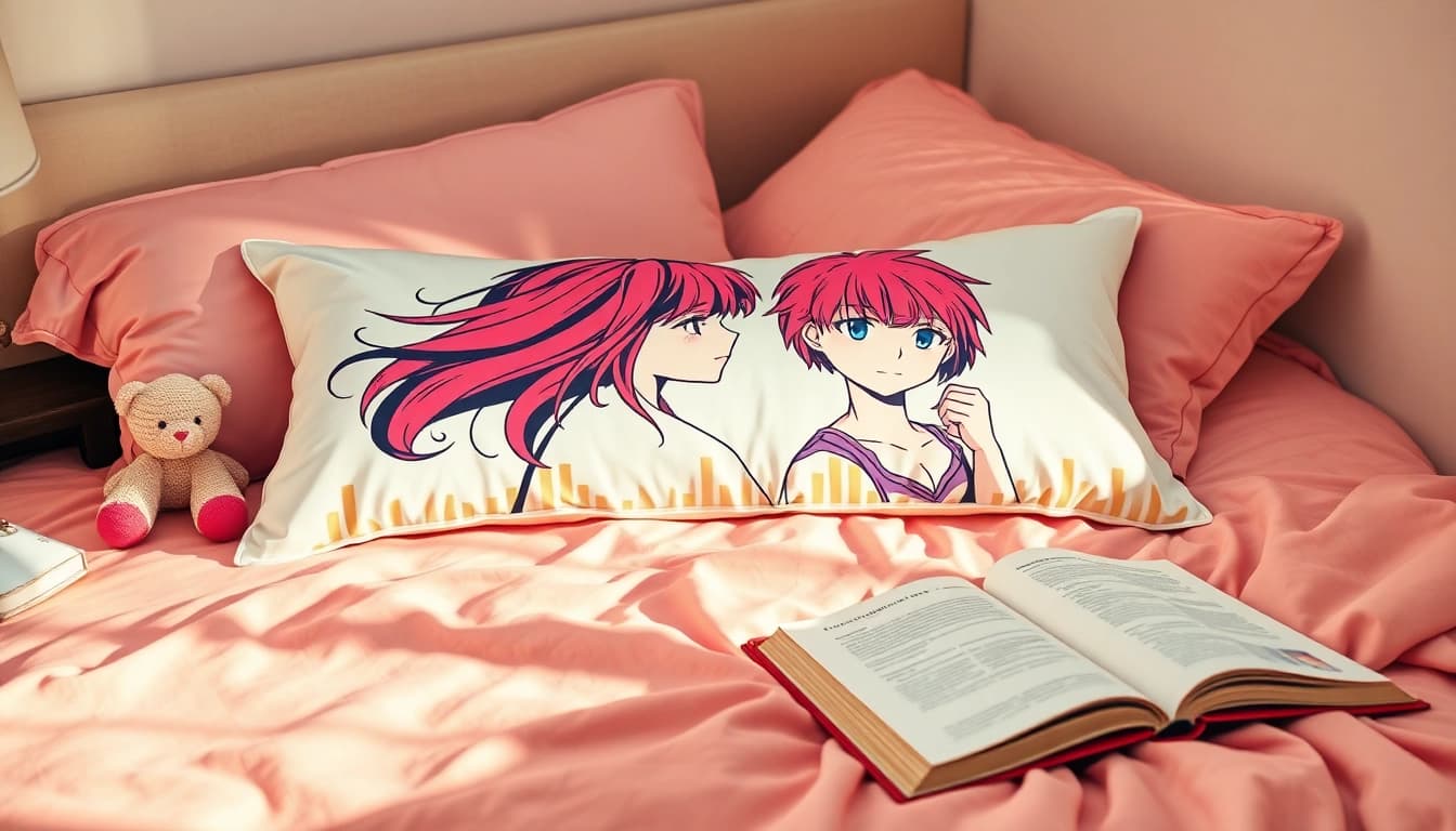 Explore custom body pillow cases designed with vibrant anime art and luxurious fabric.