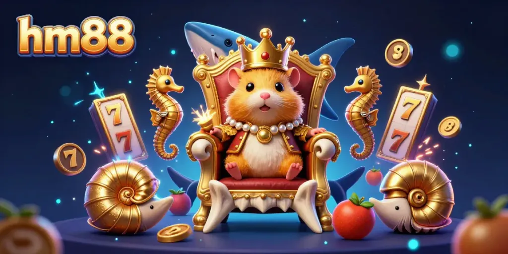 Experience the excitement of hm88 casino with the fierce hamster king amid dynamic slot elements.