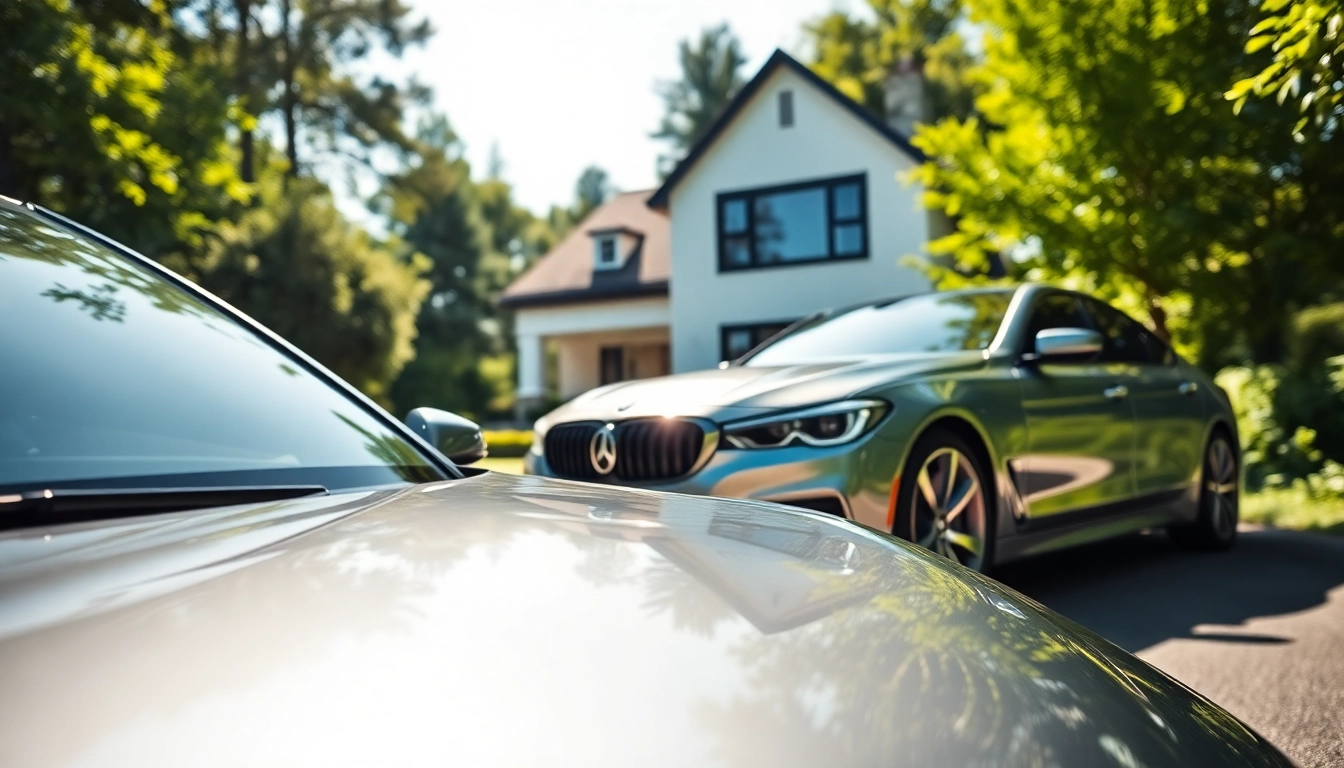 Experience the elegance of Ashley cars showcased in a scenic driveway.