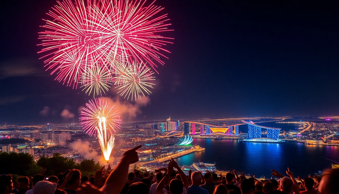 Experience the magic of fireworks uk illuminating the night sky at a lively city event.
