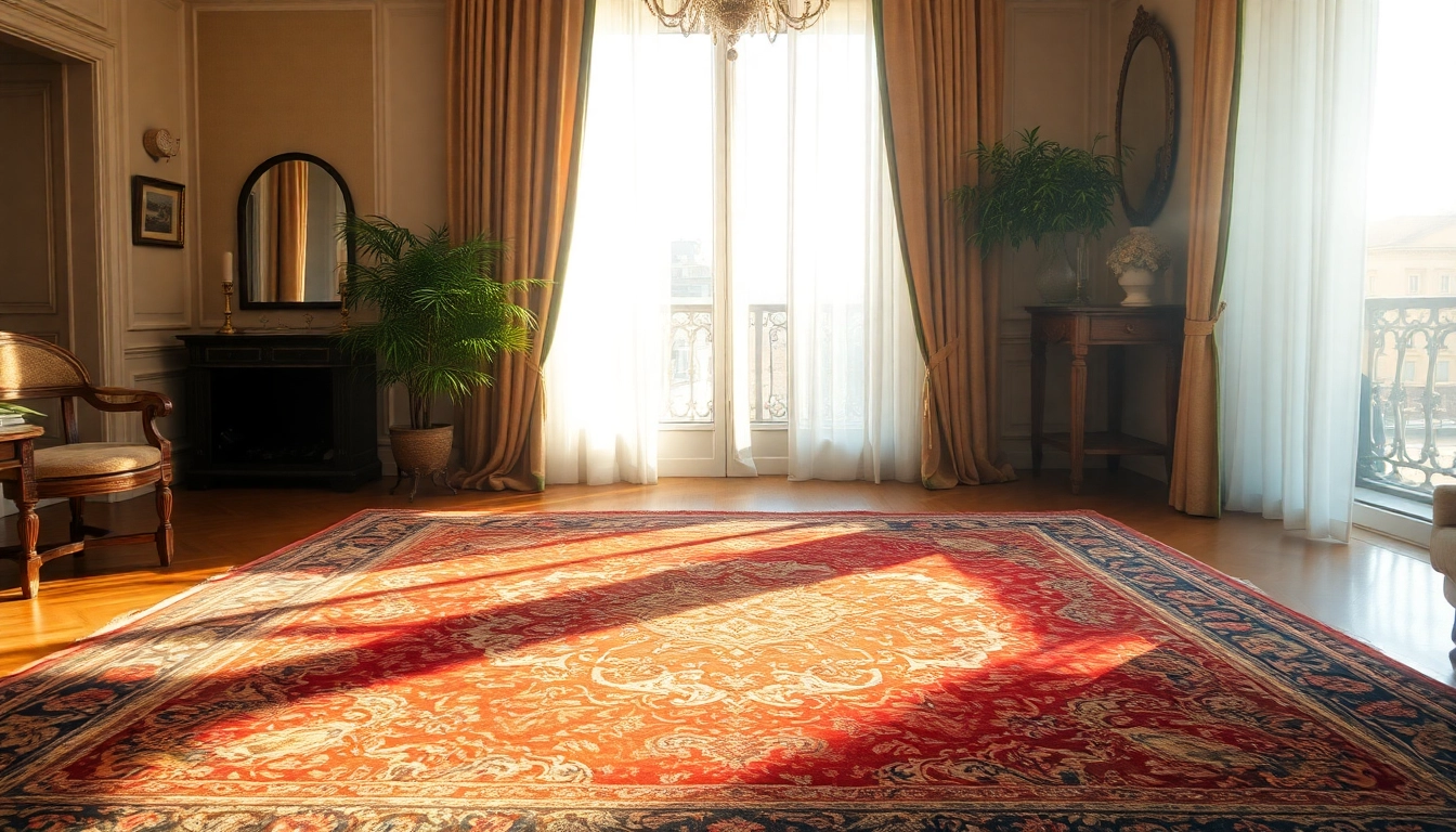 Admire the exquisite Tappeto persiano Milano featuring intricate designs and vibrant colors in an elegant setting.