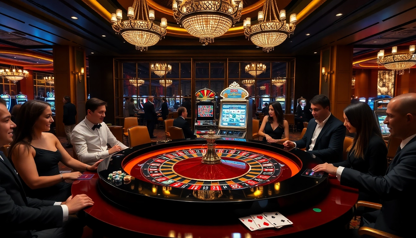 Players place bets at the roulette table, experiencing the excitement of gambling at https://rr88csn.com/ with vibrant casino decor.