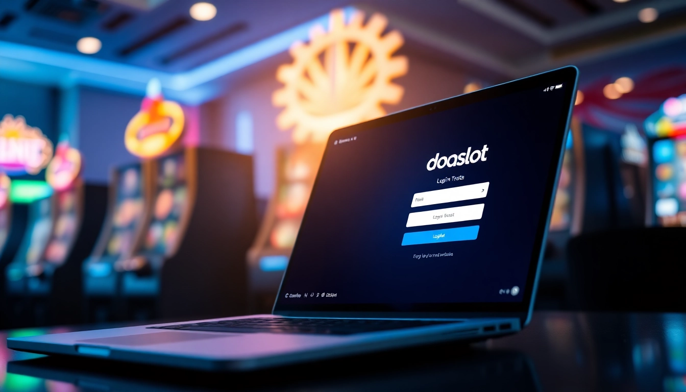 Engaging doaslot login interface displayed on a sleek device, inviting users to explore online gaming.