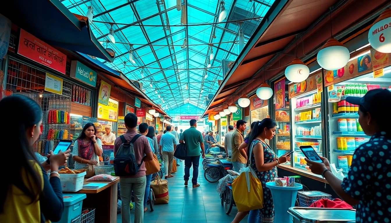 Engaging Hela Add marketplace scene with people posting ads and interacting.