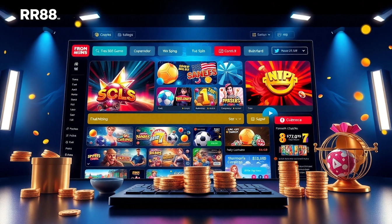 Engaging interface of Nhà cái RR88 online gambling platform showcasing sports betting, casino games, and slots.