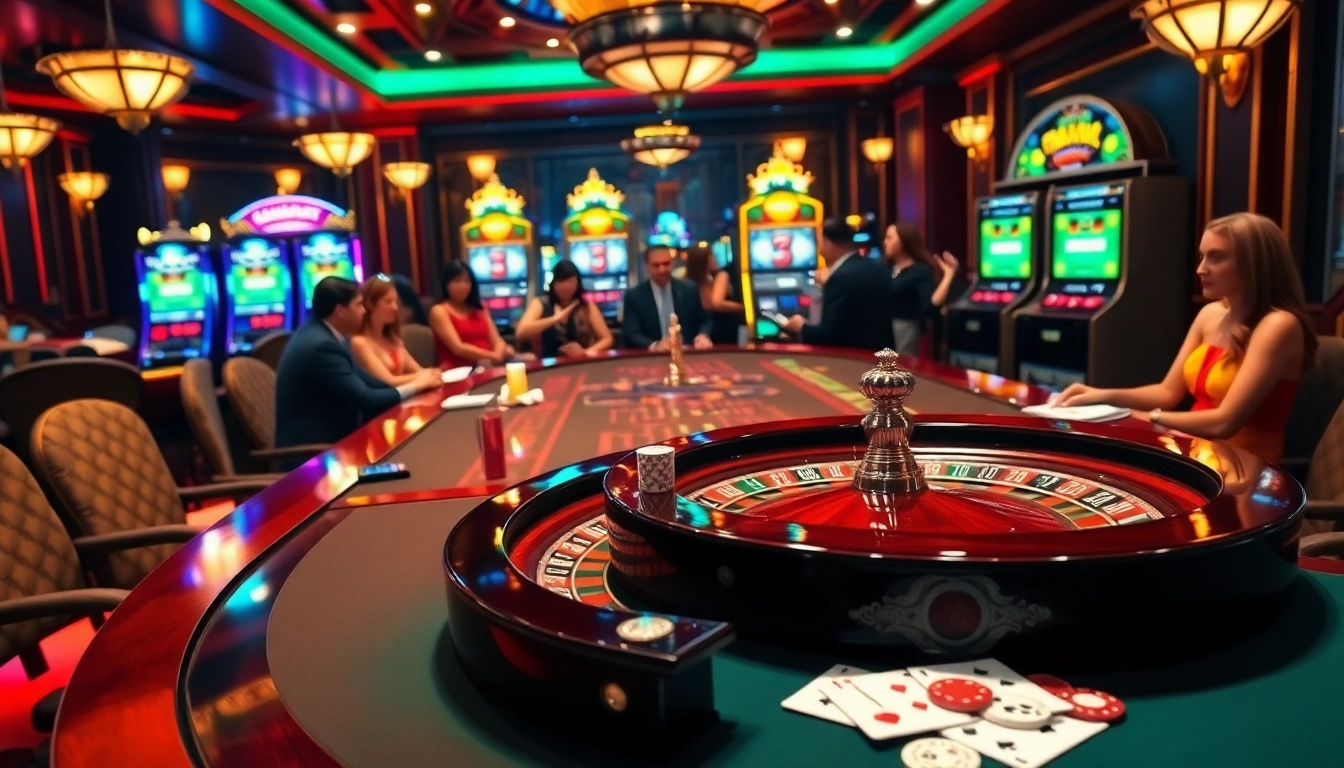 Experience thrilling gameplay at f168biz.com, featuring dynamic casino tables and poker chips in a vibrant gaming atmosphere.