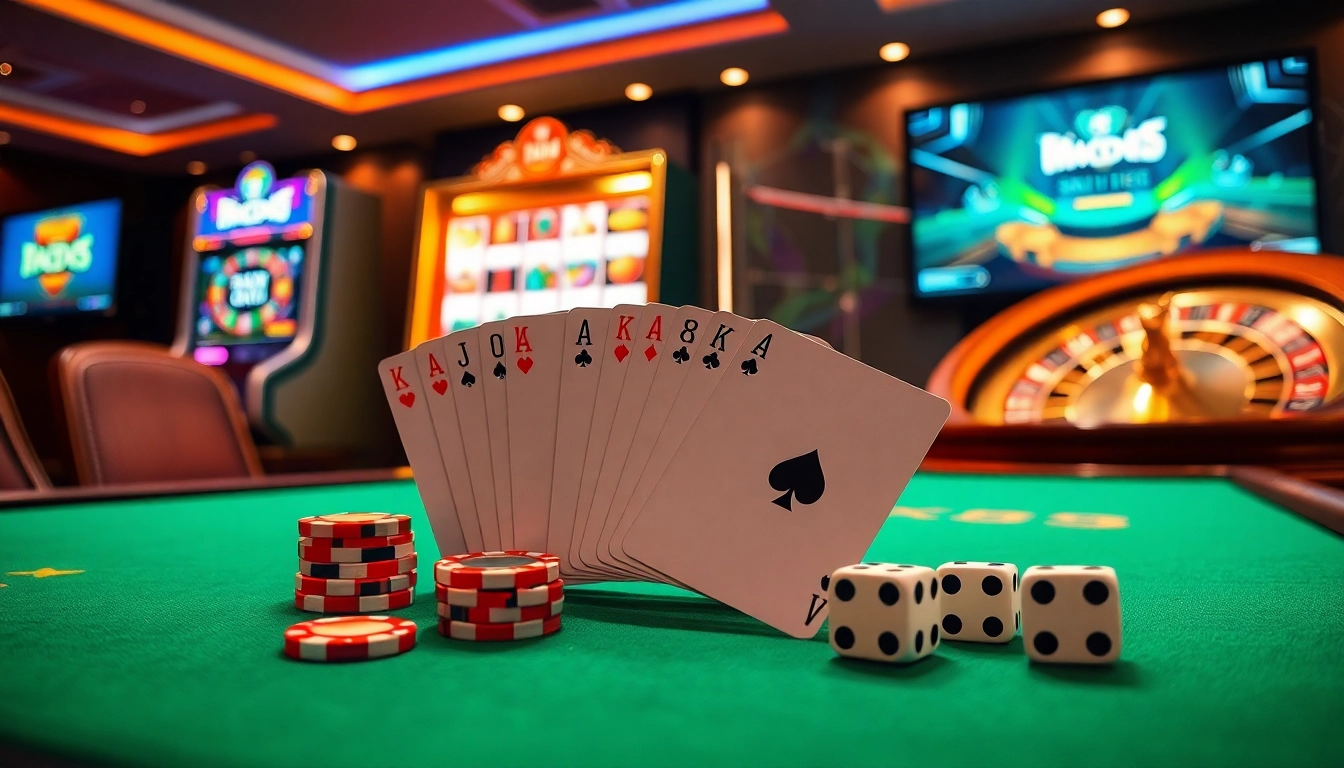Win big with the exciting atmosphere of gambling at https://xx88.studio/ featuring poker chips and dice.