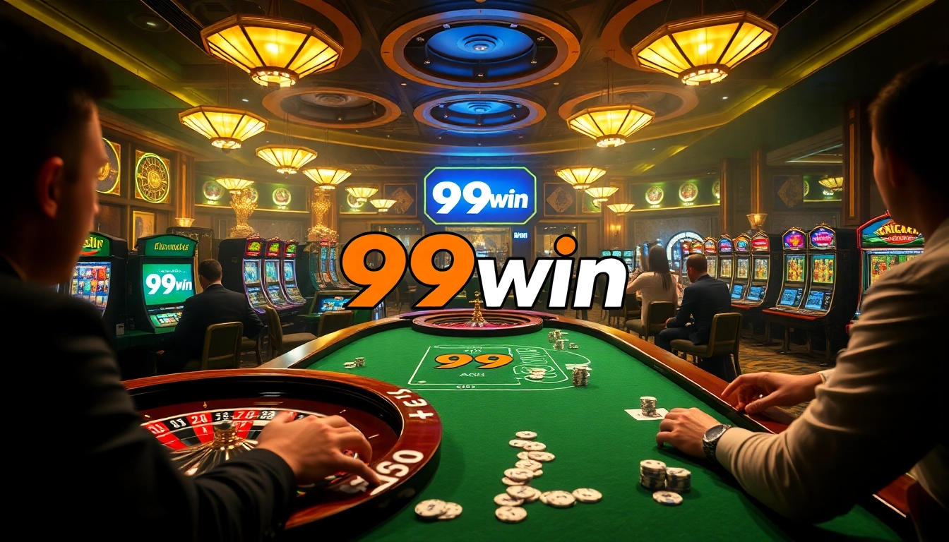 Players enjoying a thrilling game at 99win casino with vibrant tables and exciting action.