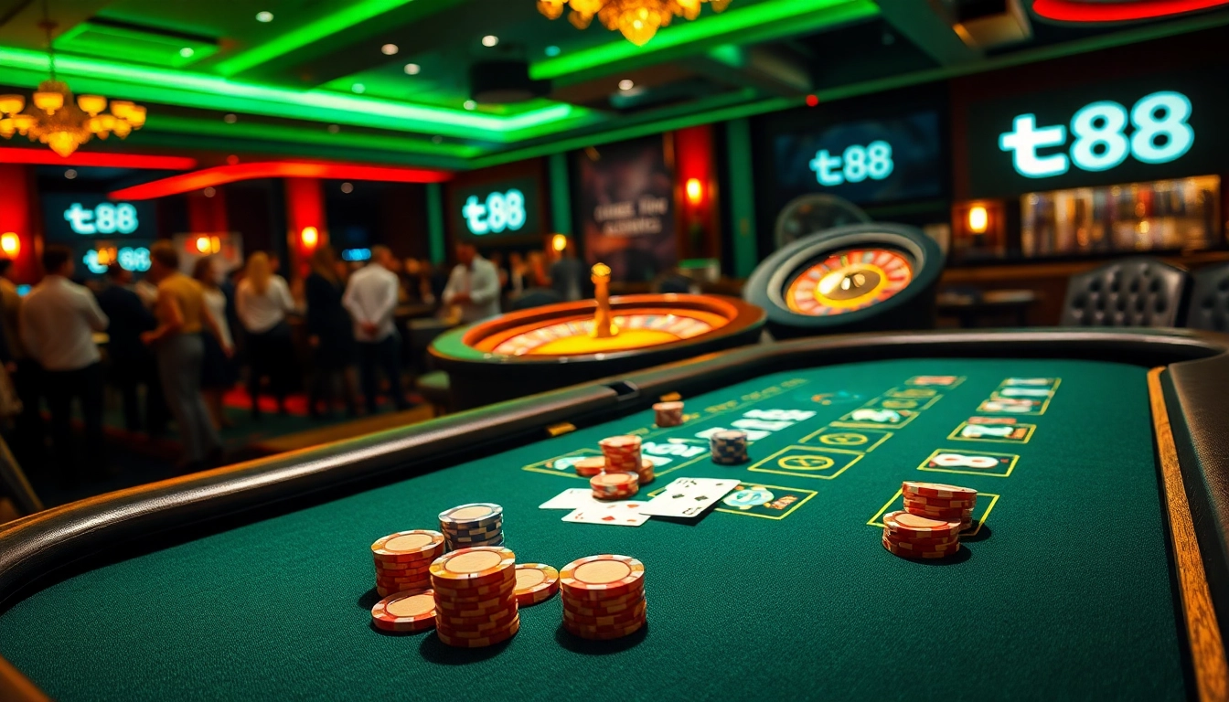 Experience thrilling poker action at tv88's luxurious casino table with vibrant colors and professional ambiance.