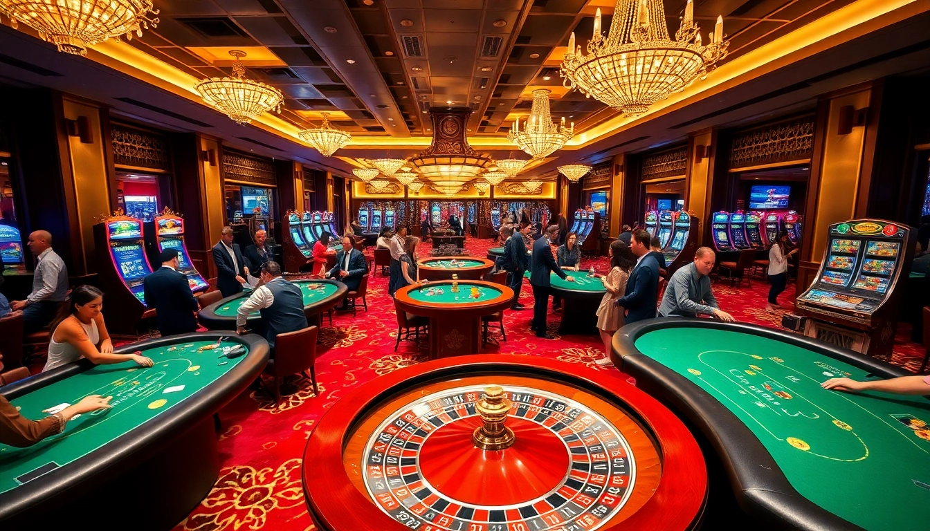 Players enjoying thrilling games at Jun88's luxury casino, showcasing poker, roulette, and excitement.