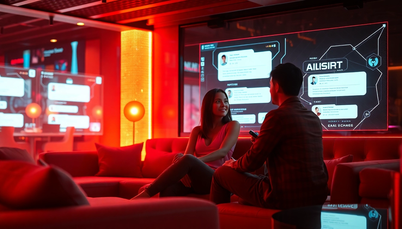 Engaging atmosphere for ai sex chat with modern digital lounge design.