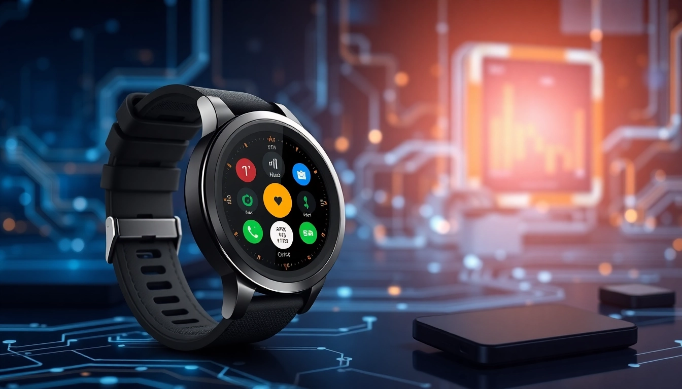 LC88 Smart Watch showcasing sleek design and vibrant features in a modern tech setting.