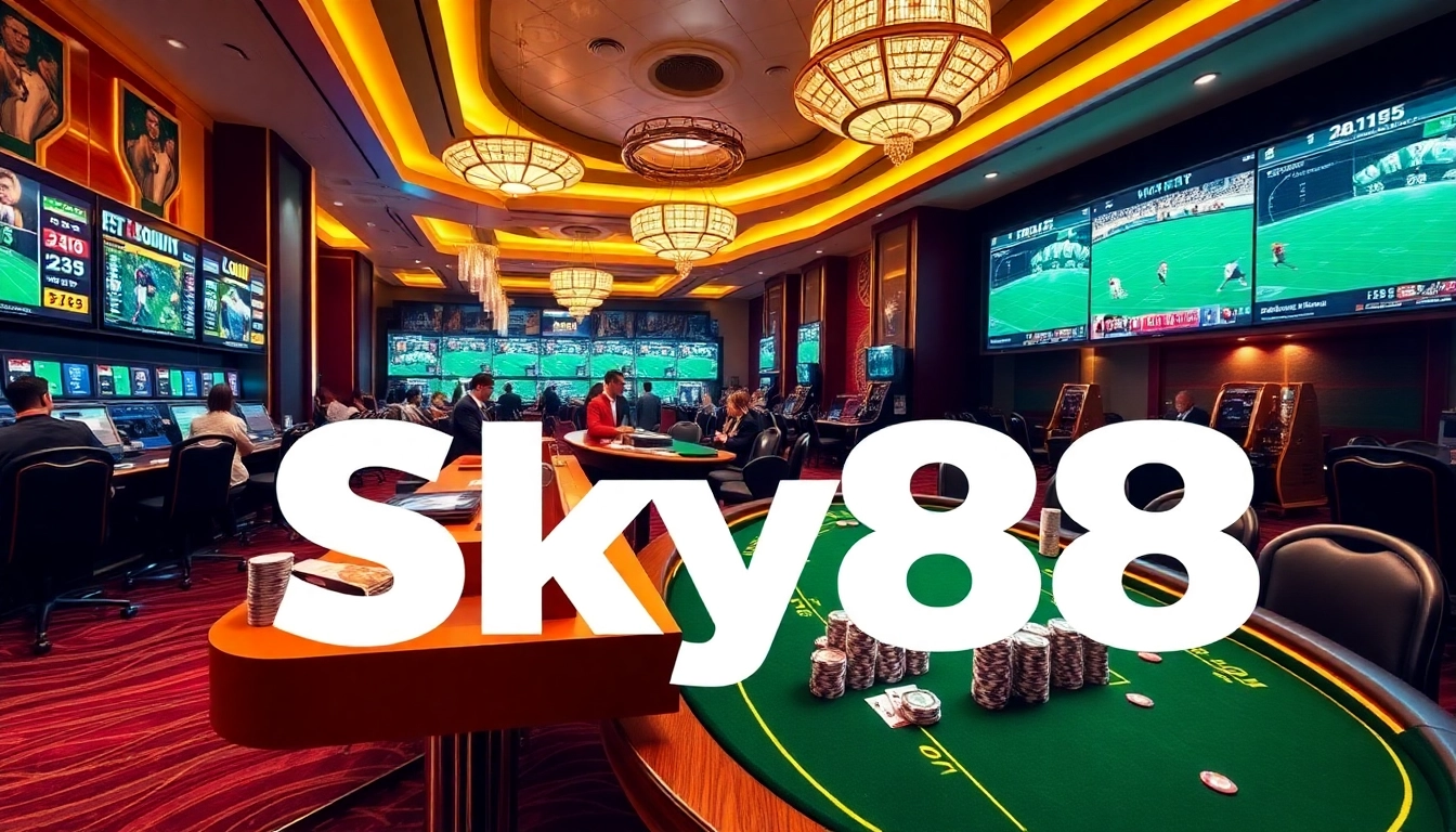 Sky88 thể thao sports betting action in a vibrant casino sportsbook environment