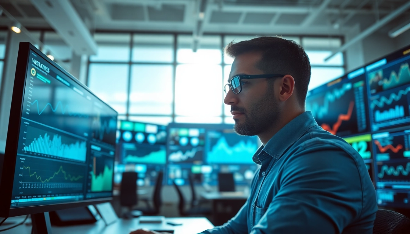 Understanding how does video analytics work with a professional analyzing data in a modern office.