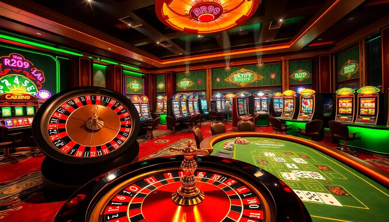 Roll the dice at a luxury casino featuring RR99 inspired roulette and poker games.