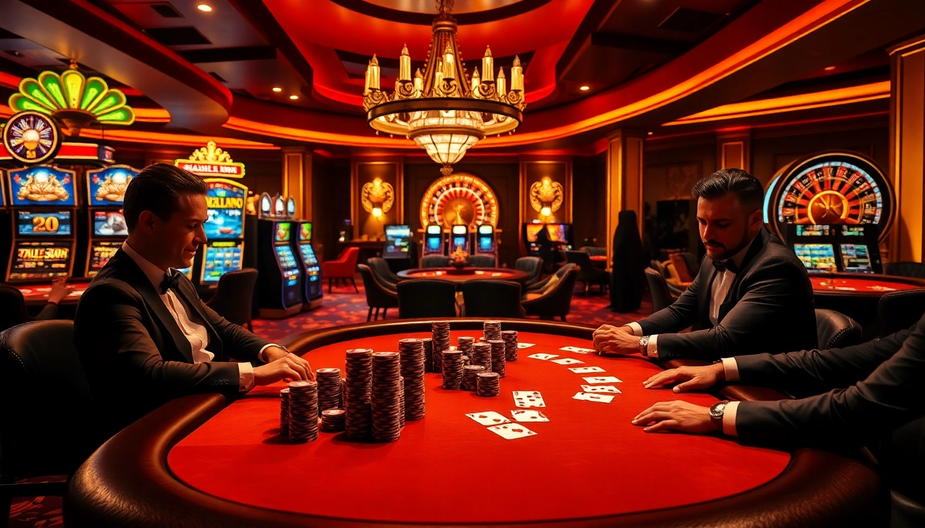 Engaged players at a luxurious poker table showcasing strategies from https://bl555.training/ in a vibrant casino.