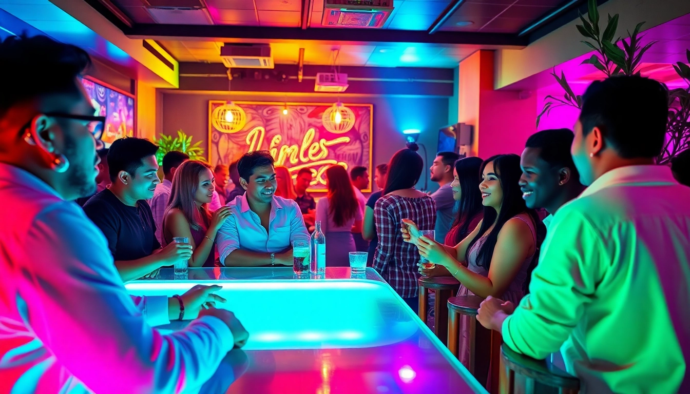 Impression eines belebten Social Club Lloret de Mar, wo Menschen eine entspannte Zeit genießen.