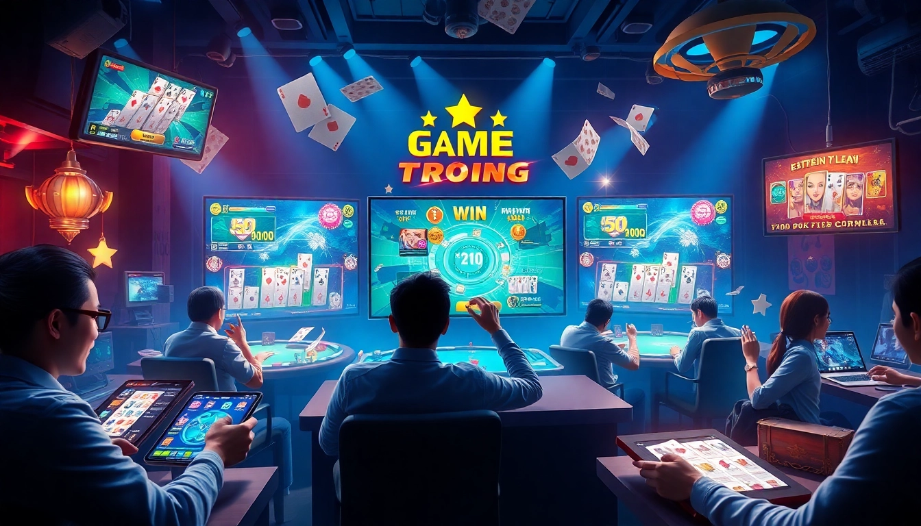 Exciting online gaming experience at gamebaidoithuong.com.vc with players enjoying various card games.