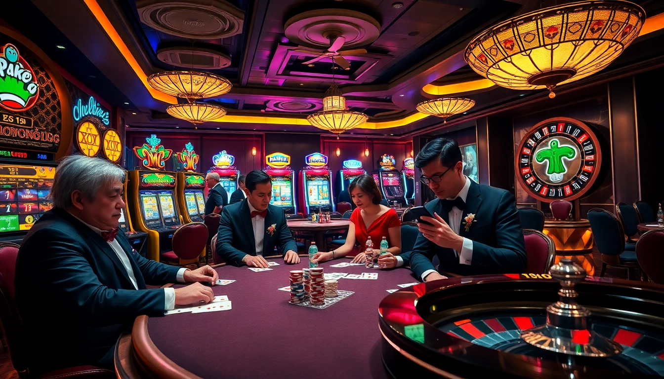 Engaging high-stakes poker game with Tập đoàn truyền thông TPJ branding, showcasing excitement and strategy.