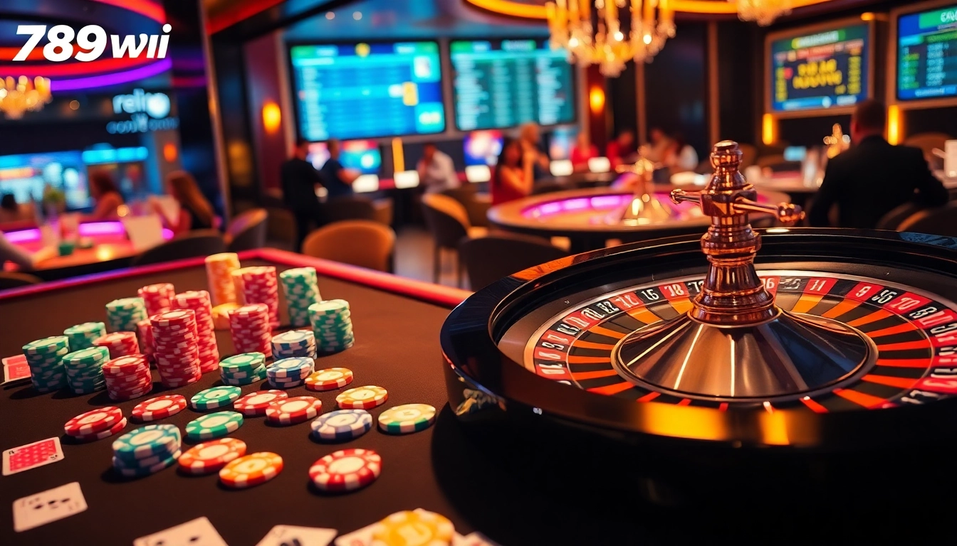Experience high-stakes gambling at 789win with vibrant casino tables and luxurious atmosphere.