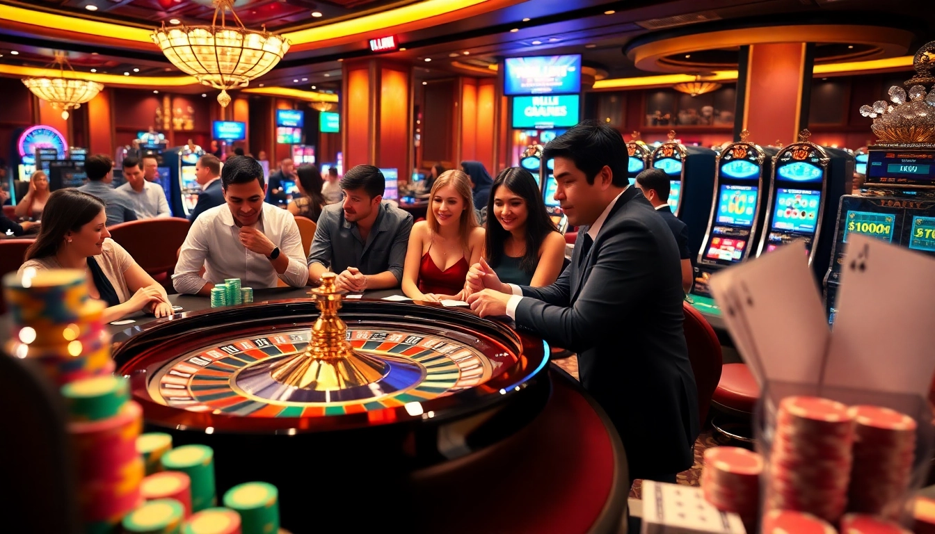 Gamble with strategy at https://hacoolmall.com/ featuring vibrant casino tables and lively players.
