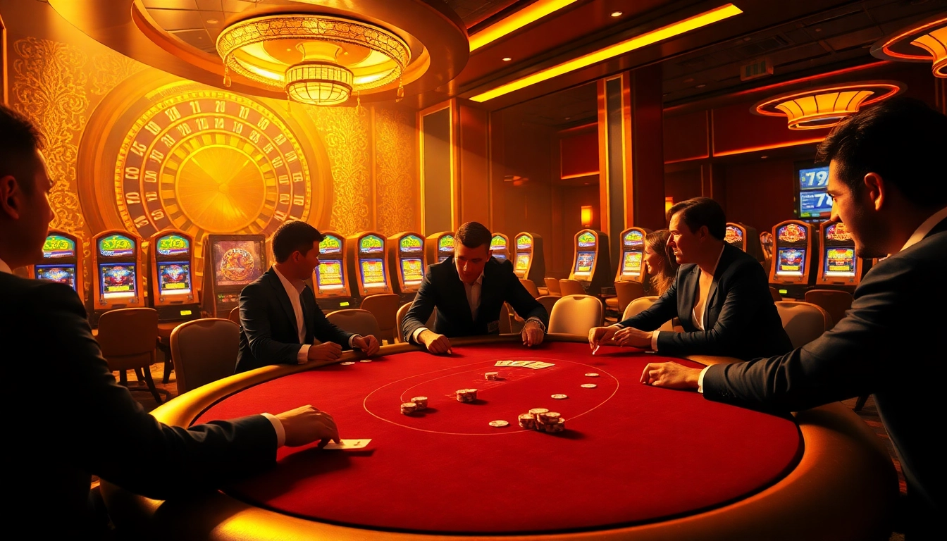 Exciting high-stakes poker action at 79King casino with glamorous players and vibrant chips.