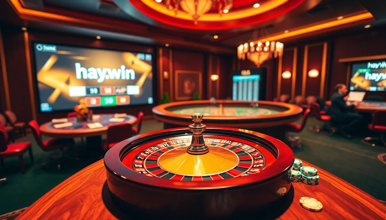 Experience luxury betting at hay.win with poker chips, cards, and a roulette wheel.