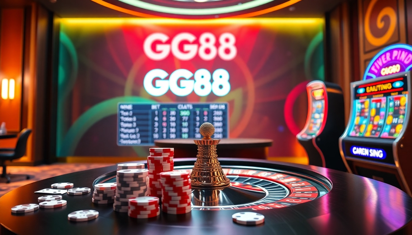 Experience high-stakes excitement at nhà cái gg88 with a luxurious casino scene filled with vibrant games.