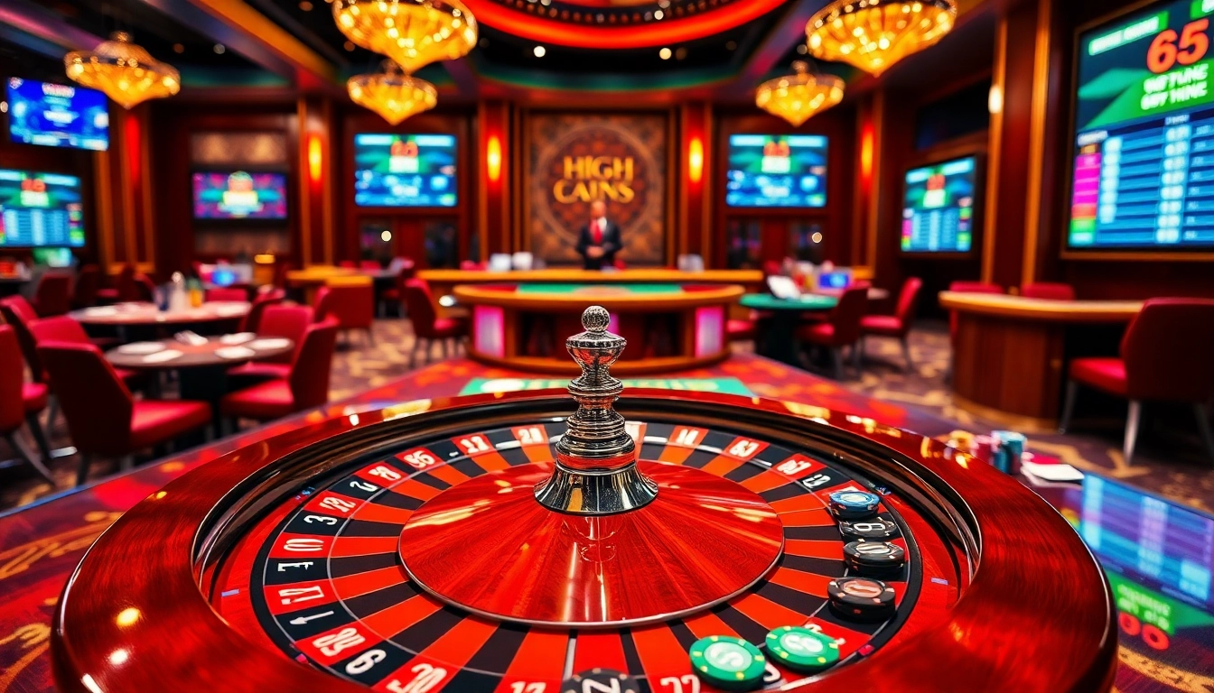 Experience the thrill of gambling at 123win with vibrant casino elements and a luxurious atmosphere.