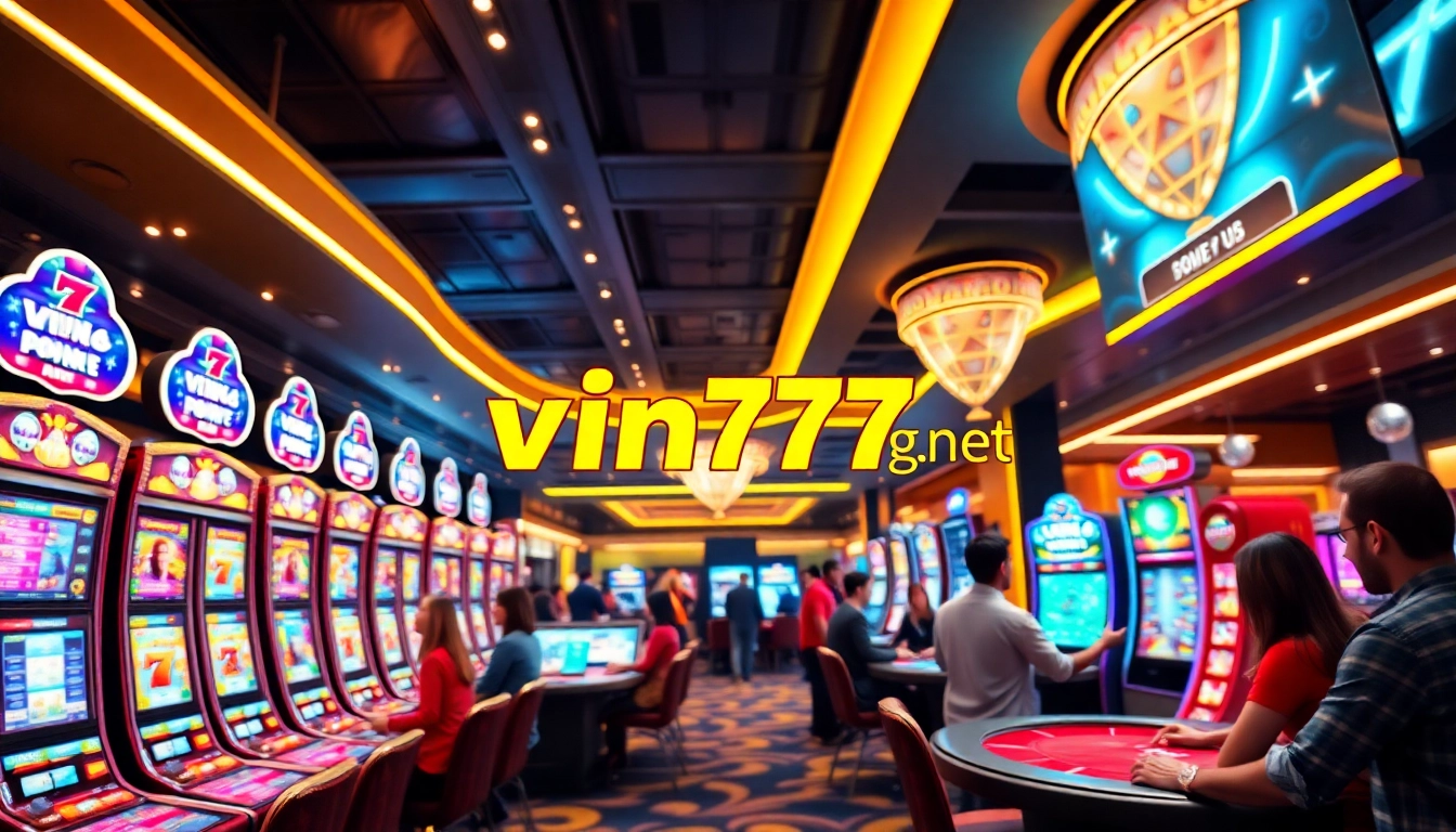 Exciting scene of players engaging at vin777.gb.net online casino with vibrant games and welcoming atmosphere.