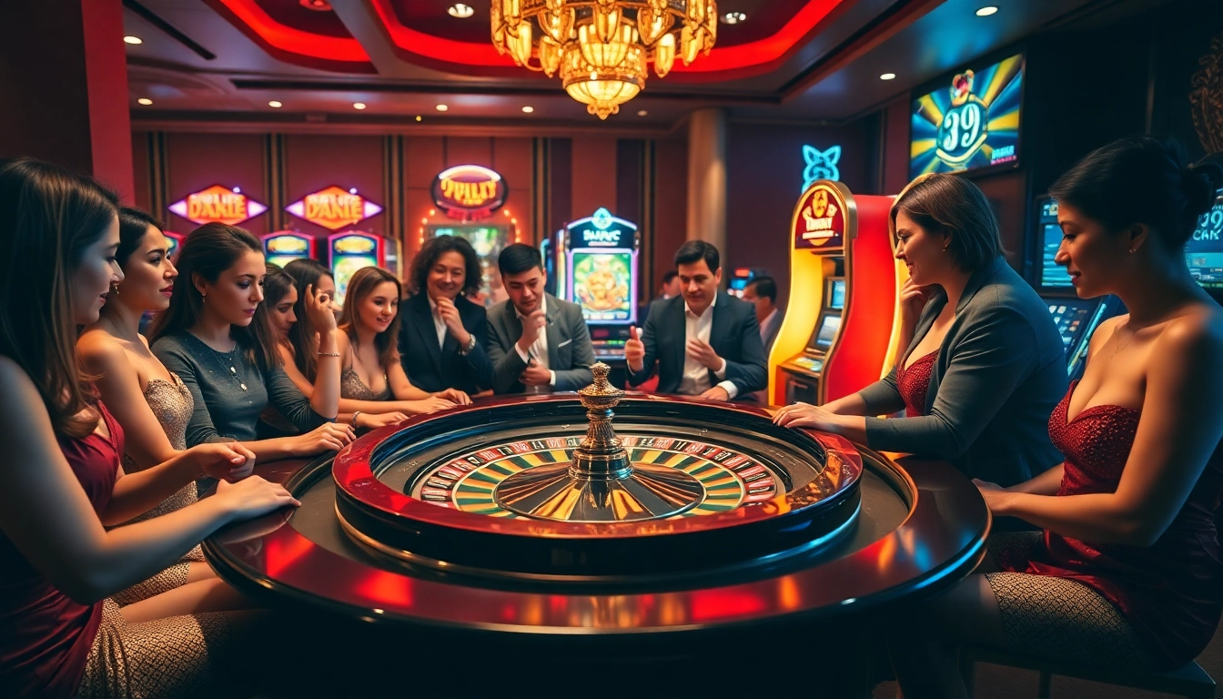 Gambling action at 39 bet table with players placing bets and vibrant casino atmosphere.