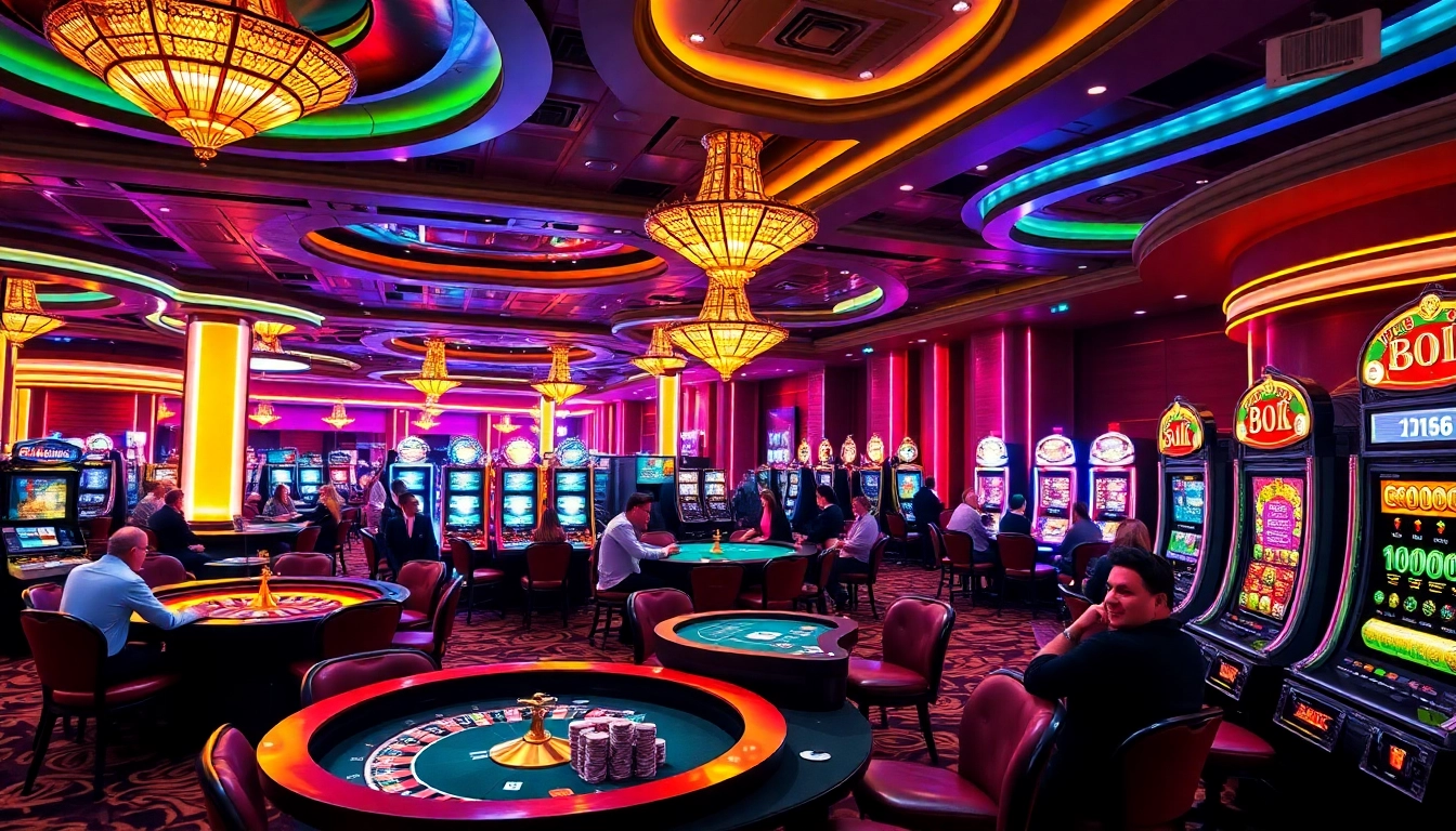 Players enjoying the thrilling 88i game at a vibrant casino, showcasing excitement and luxury.