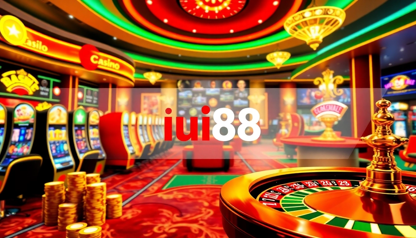 uu88 betting interface showcasing vibrant casino games and promotions with poker chips and slot machines.
