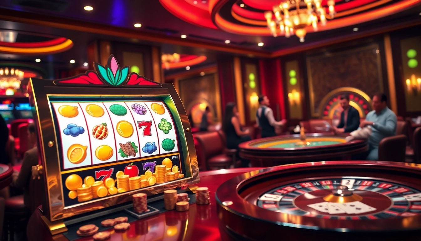 Exciting casino scene at 66slots8 com with vibrant slot machines and engaging players.