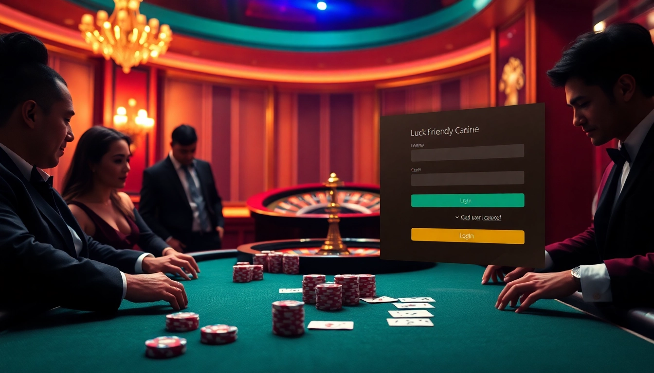 Experience excitement while logging in at a luxurious casino poker table with vibrant elements.