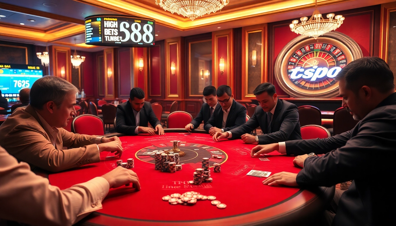Engage in high-stakes poker excitement at TK88 casino with vibrant chips and thrilling atmosphere.