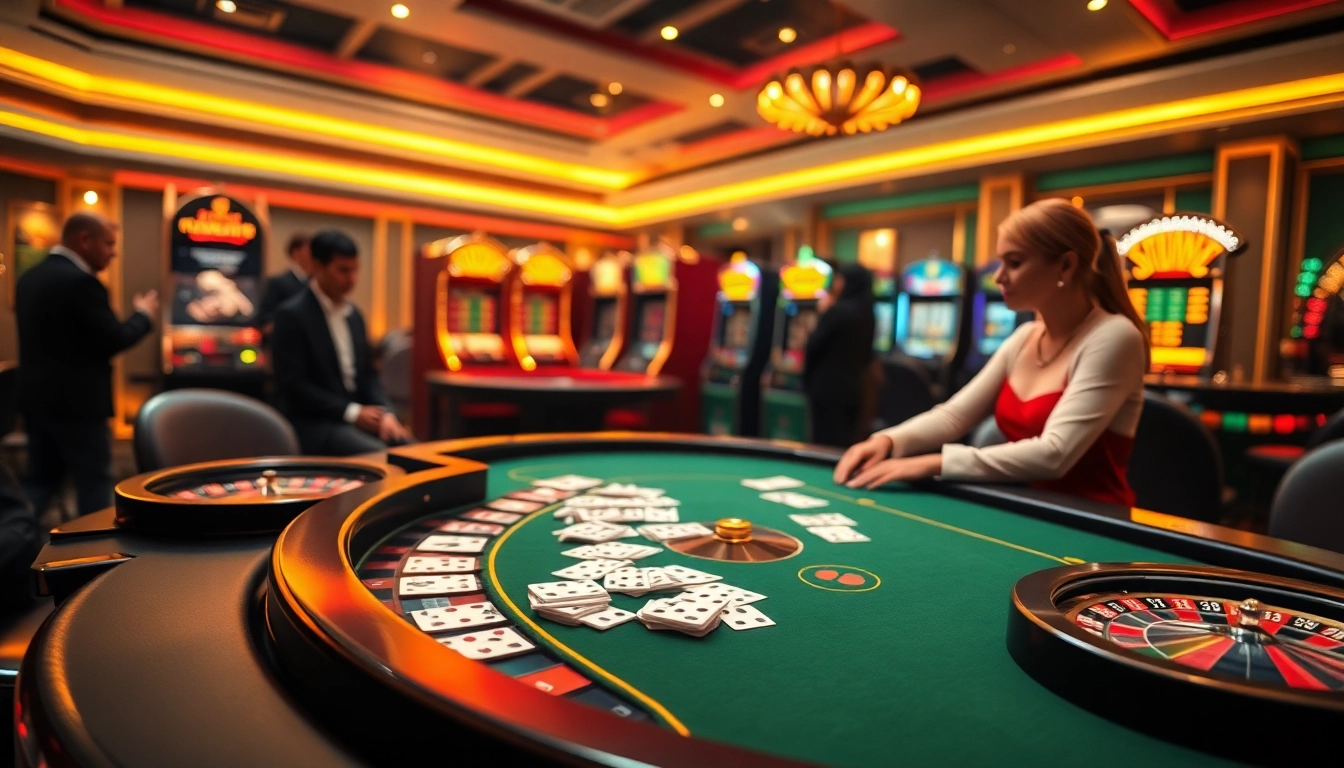 Gamblers enjoying a thrilling game at a luxurious casino showcasing sumvip elements.