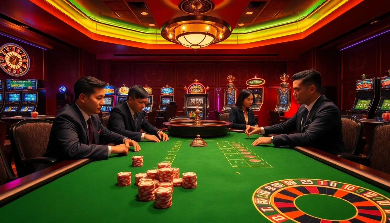 Engage in thrilling gameplay on the luxurious trang chu luckywin poker table, adorned with colorful chips.