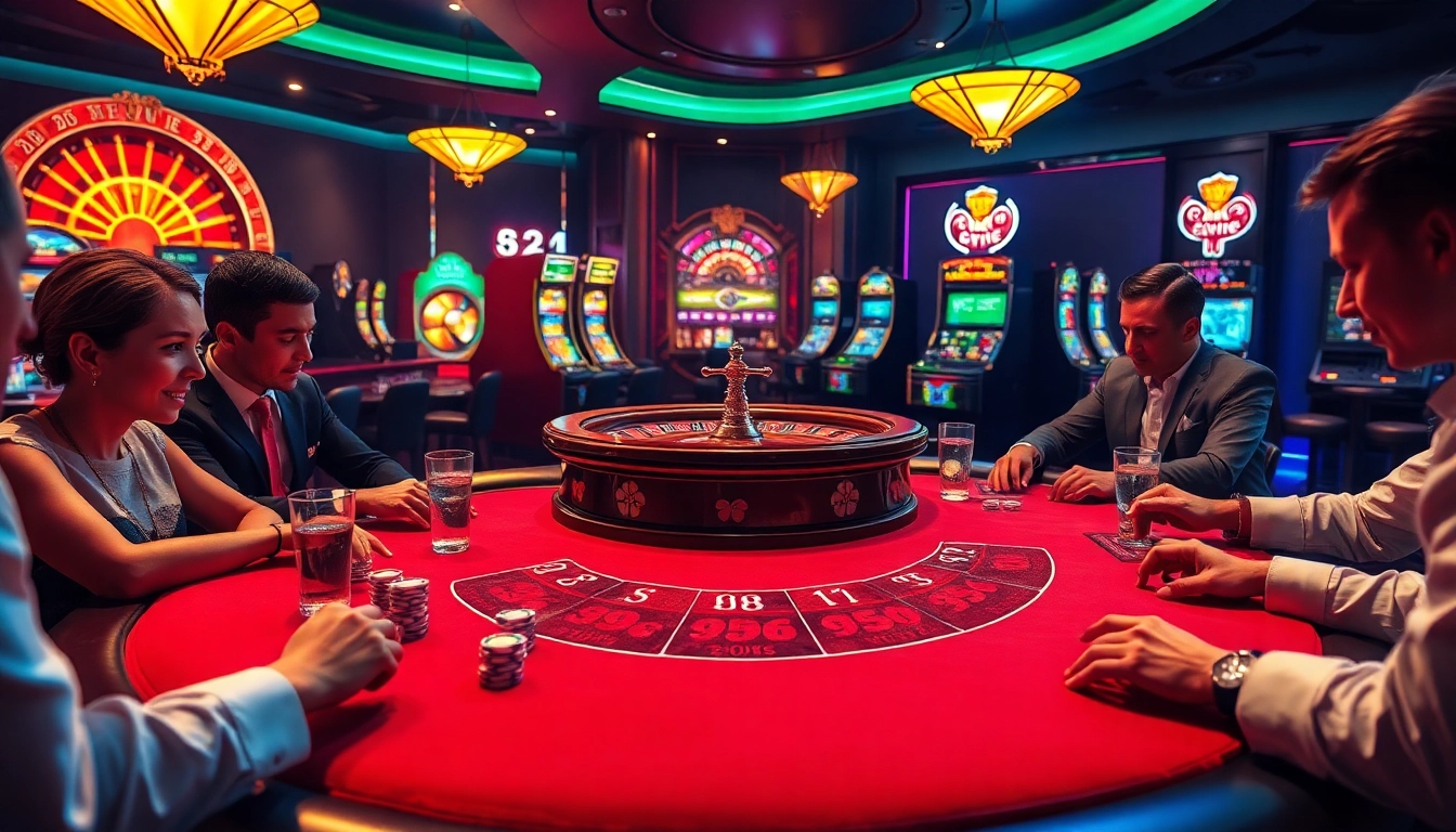 Engage in high-stakes poker action at a luxurious casino featuring 5MB of excitement with poker chips and roulette.