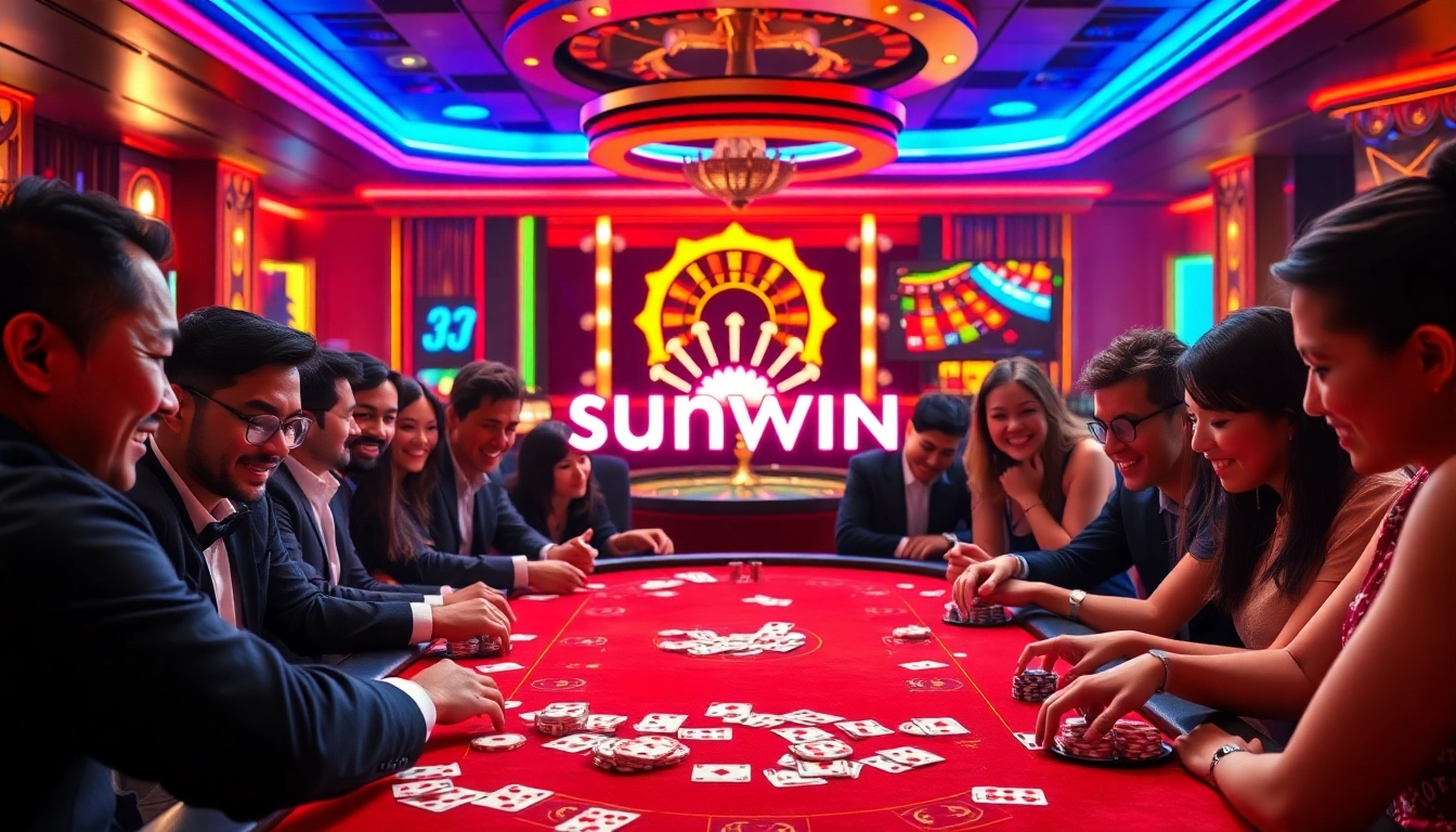 Experience the thrill of gameplay at Sunwin Casino with colorful chips and exciting table games.