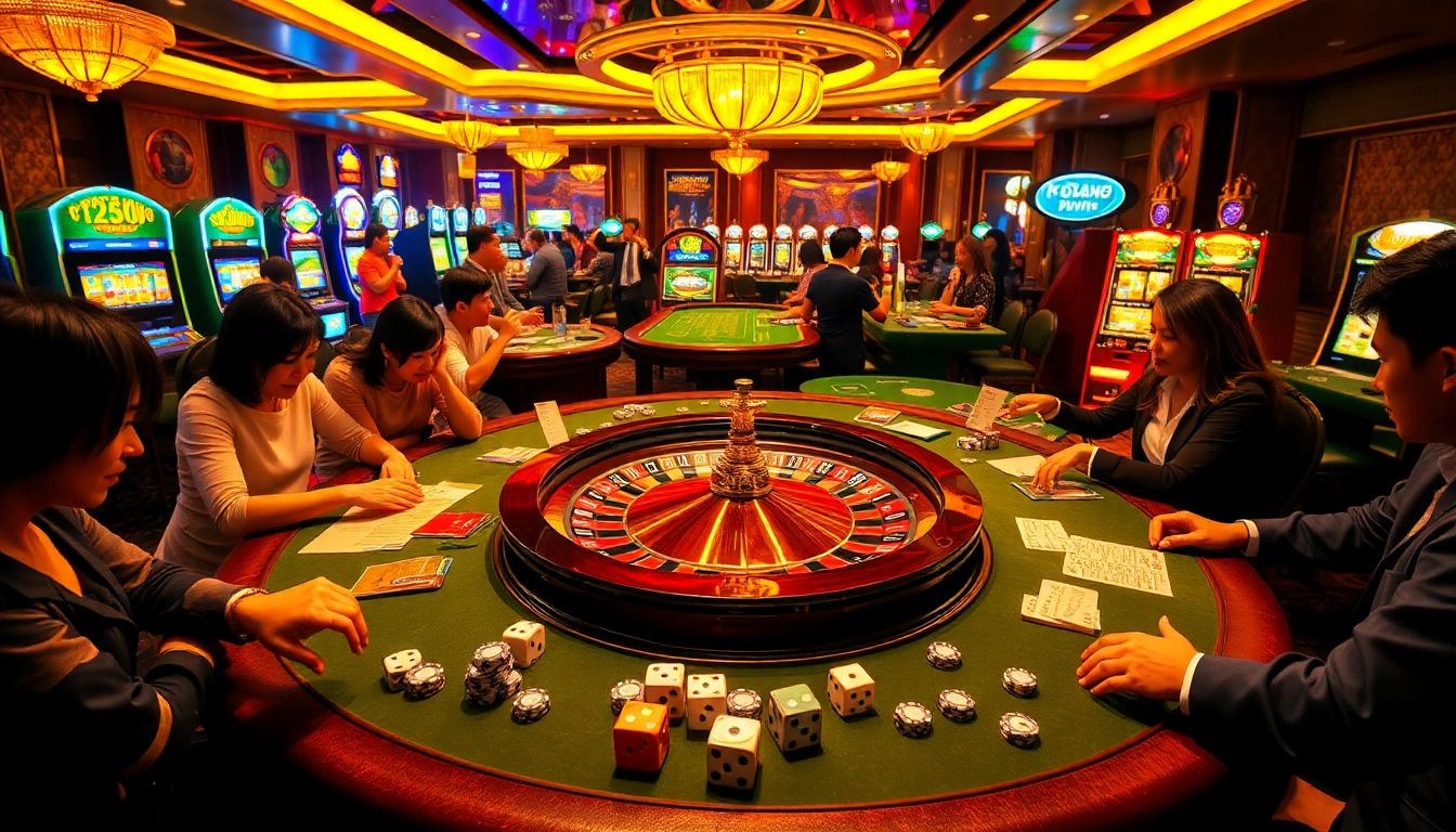 Engage in thrilling gameplay at the trang chu luckywin casino with exciting tables and vibrant slot machines.
