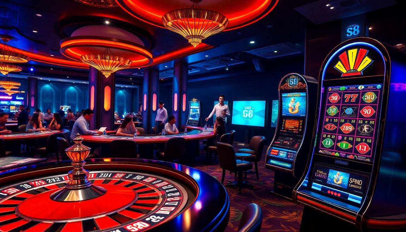 Experience the thrill of S8 gambling with vibrant casino tables and exciting slot machines.
